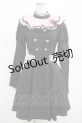 DARK IN LOVE / Gothic lolita pink ruffle neck princess dress XS ブラック×ピンク H-25-03-10-001-PU-OP-KB-ZH