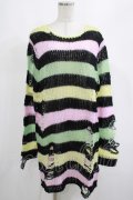 KILL STAR / Liqorice Knit Sweater M 黒×ピンク×ミント×イエロー H-25-03-10-034-SL-TO-KB-ZT206