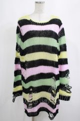 KILL STAR / Liqorice Knit Sweater M 黒×ピンク×ミント×イエロー H-25-03-10-034-SL-TO-KB-ZT206