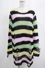 画像1: 【SALE】KILL STAR / Liqorice Knit Sweater M 黒×ピンク×ミント×イエロー H-25-03-10-034-SL-TO-KB-ZT206 (1)