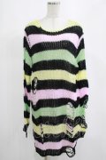 KILL STAR / Liqorice Knit Sweater M 黒×ピンク×ミント×イエロー H-25-03-10-035-SL-TO-KB-ZH
