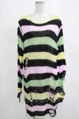 KILL STAR / Liqorice Knit Sweater M 黒×ピンク×ミント×イエロー H-25-03-10-035-SL-TO-KB-ZH