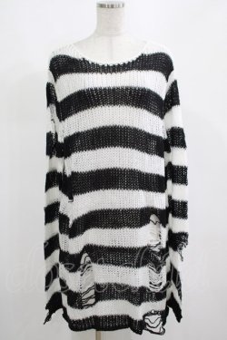 画像1: KILL STAR / Pugsley Knit Sweater M 黒×白 H-25-03-10-036-SL-TO-KB-ZH