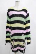 KILL STAR / Liqorice Knit Sweater M 黒×ピンク×ミント×イエロー H-25-03-10-037-SL-TO-KB-ZH