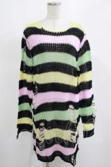 KILL STAR / Liqorice Knit Sweater M 黒×ピンク×ミント×イエロー H-25-03-10-037-SL-TO-KB-ZH