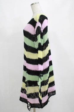 画像2: KILL STAR / Liqorice Knit Sweater M 黒×ピンク×ミント×イエロー H-25-03-10-037-SL-TO-KB-ZH