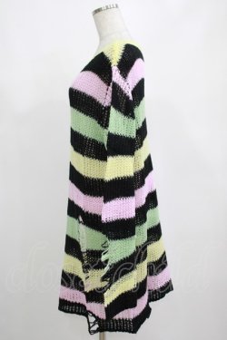画像2: KILL STAR / Liqorice Knit Sweater M 黒×ピンク×ミント×イエロー H-25-03-10-038-SL-TO-KB-ZH