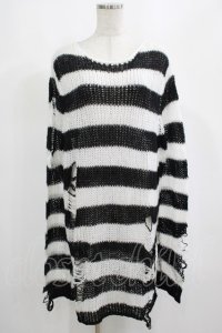 KILL STAR / Pugsley Knit Sweater M 黒×白 H-25-03-10-039-SL-TO-KB-ZH