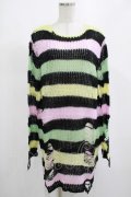 KILL STAR / Liqorice Knit Sweater M 黒×ピンク×ミント×イエロー H-25-03-10-040-SL-TO-KB-ZH