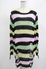 KILL STAR / Liqorice Knit Sweater M 黒×ピンク×ミント×イエロー H-25-03-10-040-SL-TO-KB-ZH