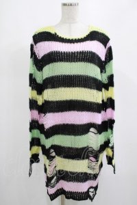 KILL STAR / Liqorice Knit Sweater M 黒×ピンク×ミント×イエロー H-25-03-10-040-SL-TO-KB-ZH