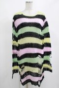 KILL STAR / Liqorice Knit Sweater M 黒×ピンク×ミント×イエロー H-25-03-10-041-SL-TO-KB-ZH