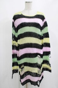 KILL STAR / Liqorice Knit Sweater M 黒×ピンク×ミント×イエロー H-25-03-10-041-SL-TO-KB-ZH