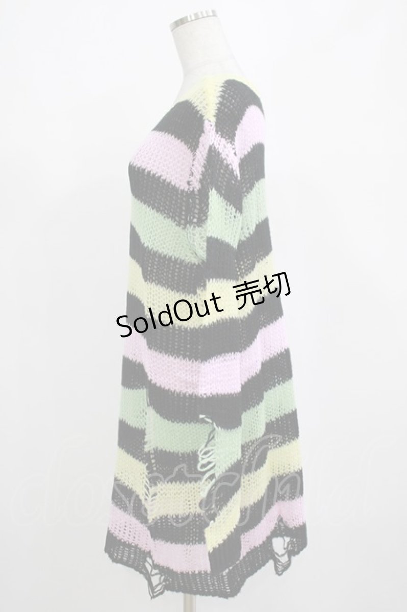画像2: KILL STAR / Liqorice Knit Sweater M 黒×ピンク×ミント×イエロー H-25-03-10-041-SL-TO-KB-ZI (2)