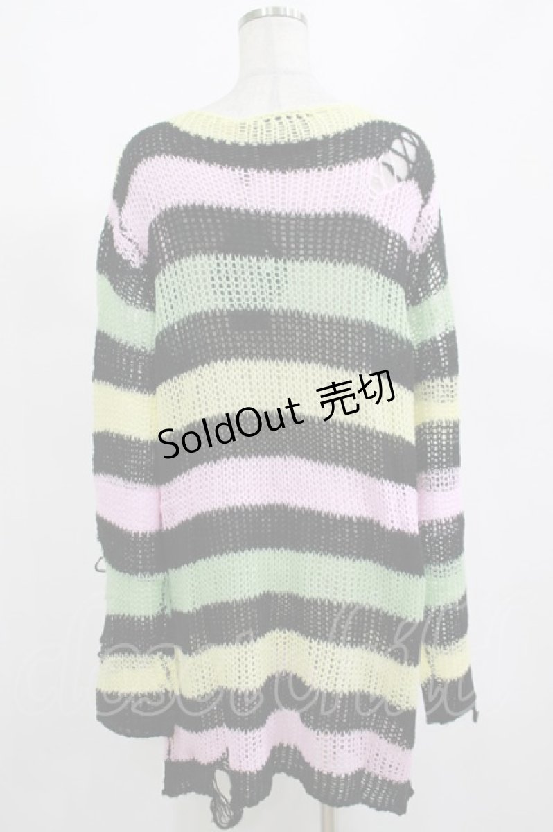 画像3: KILL STAR / Liqorice Knit Sweater M 黒×ピンク×ミント×イエロー H-25-03-10-041-SL-TO-KB-ZI (3)