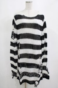 KILL STAR / Pugsley Knit Sweater M 黒×白 H-25-03-10-042-SL-TO-KB-ZH