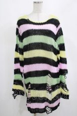 画像1: KILL STAR / Liqorice Knit Sweater M 黒×ピンク×ミント×イエロー H-25-03-10-043-SL-TO-KB-ZH (1)