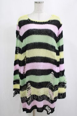 画像1: KILL STAR / Liqorice Knit Sweater L 黒×ピンク×ミント×イエロー H-25-03-10-045-SL-TO-KB-ZH