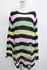 KILL STAR / Liqorice Knit Sweater L 黒×ピンク×ミント×イエロー H-25-03-10-047-SL-TO-KB-ZH
