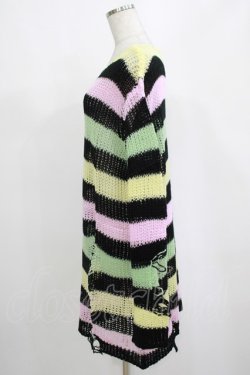 画像2: KILL STAR / Liqorice Knit Sweater L 黒×ピンク×ミント×イエロー H-25-03-10-047-SL-TO-KB-ZH