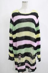 KILL STAR / Liqorice Knit Sweater L 黒×ピンク×ミント×イエロー H-25-03-10-049-SL-TO-KB-ZH