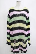 画像1: KILL STAR / Liqorice Knit Sweater L 黒×ピンク×ミント×イエロー H-25-03-10-049-SL-TO-KB-ZH (1)