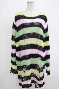 画像1: KILL STAR / Liqorice Knit Sweater L 黒×ピンク×ミント×イエロー H-25-03-10-049-SL-TO-KB-ZH