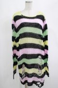KILL STAR / Liqorice Knit Sweater L 黒×ピンク×ミント×イエロー H-25-03-10-051-SL-TO-KB-ZH