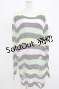KILL STAR / Liqorice Knit Sweater L 黒×ピンク×ミント×イエロー H-25-03-10-051-SL-TO-KB-ZH