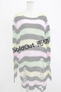 KILL STAR / Liqorice Knit Sweater L 黒×ピンク×ミント×イエロー H-25-03-10-051-SL-TO-KB-ZH