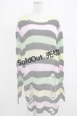画像1: KILL STAR / Liqorice Knit Sweater L 黒×ピンク×ミント×イエロー H-25-03-10-051-SL-TO-KB-ZH