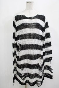 KILL STAR / Pugsley Knit Sweater XL 黒×白 H-25-03-10-052-SL-TO-KB-ZH