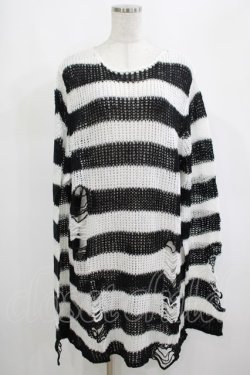 画像1: KILL STAR / Pugsley Knit Sweater XL 黒×白 H-25-03-10-052-SL-TO-KB-ZH