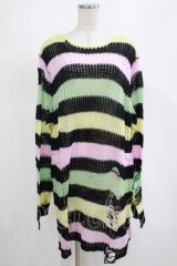 KILL STAR / Liqorice Knit Sweater L 黒×ピンク×ミント×イエロー H-25-03-10-053-SL-TO-KB-ZH
