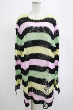 画像1: KILL STAR / Liqorice Knit Sweater L 黒×ピンク×ミント×イエロー H-25-03-10-053-SL-TO-KB-ZH