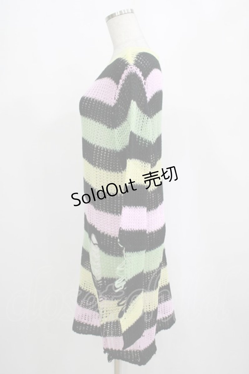 画像2: KILL STAR / Liqorice Knit Sweater XS 黒×ピンク×ミント×イエロー H-25-03-10-005-SL-TO-KB-ZH (2)