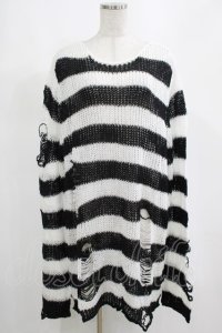 KILL STAR / Pugsley Knit Sweater XXL 黒×白 H-25-03-10-054-SL-TO-KB-ZH