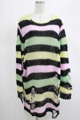 KILL STAR / Liqorice Knit Sweater L 黒×ピンク×ミント×イエロー H-25-03-10-055-SL-TO-KB-ZH
