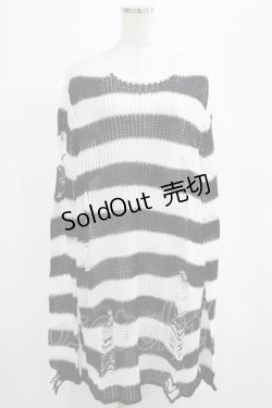 画像1: KILL STAR / Pugsley Knit Sweater XXL 黒×白 H-25-03-10-056-SL-TO-KB-ZI