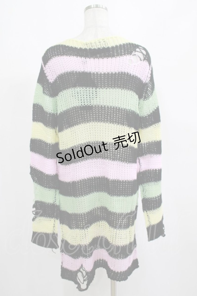 画像3: KILL STAR / Liqorice Knit Sweater XS 黒×ピンク×ミント×イエロー H-25-03-10-005-SL-TO-KB-ZH (3)
