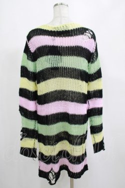 画像3: KILL STAR / Liqorice Knit Sweater XS 黒×ピンク×ミント×イエロー H-25-03-10-005-SL-TO-KB-ZH