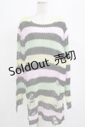KILL STAR / Liqorice Knit Sweater L 黒×ピンク×ミント×イエロー H-25-03-10-057-SL-TO-KB-ZH