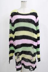 KILL STAR / Liqorice Knit Sweater L 黒×ピンク×ミント×イエロー H-25-03-10-057-SL-TO-KB-ZH