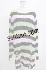 KILL STAR / Liqorice Knit Sweater L 黒×ピンク×ミント×イエロー H-25-03-10-057-SL-TO-KB-ZH