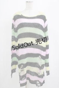 KILL STAR / Liqorice Knit Sweater L 黒×ピンク×ミント×イエロー H-25-03-10-057-SL-TO-KB-ZH