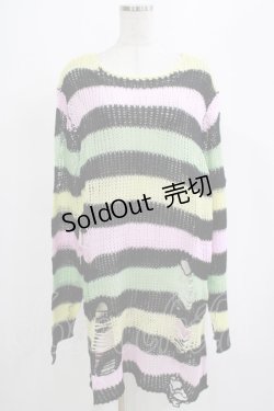画像1: KILL STAR / Liqorice Knit Sweater L 黒×ピンク×ミント×イエロー H-25-03-10-057-SL-TO-KB-ZH