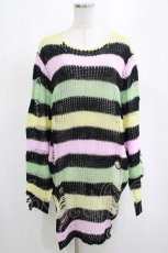 画像1: KILL STAR / Liqorice Knit Sweater L 黒×ピンク×ミント×イエロー H-25-03-10-059-SL-TO-KB-ZH (1)