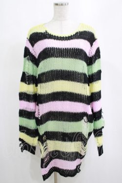 画像1: KILL STAR / Liqorice Knit Sweater L 黒×ピンク×ミント×イエロー H-25-03-10-059-SL-TO-KB-ZH