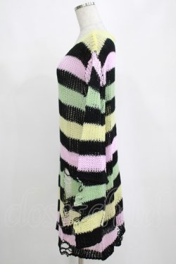 画像2: KILL STAR / Liqorice Knit Sweater L 黒×ピンク×ミント×イエロー H-25-03-10-059-SL-TO-KB-ZH