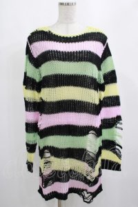 KILL STAR / Liqorice Knit Sweater XS 黒×ピンク×ミント×イエロー H-25-03-10-006-SL-TO-KB-ZH